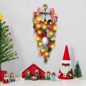 Decorative Christmas Bow Garland For Door And Wall Hanging