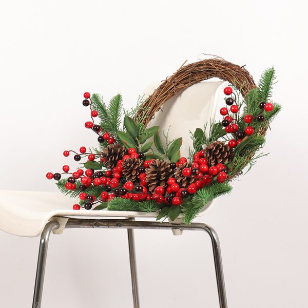 Decorative Green Leaf & Pine Cone Christmas Wreath Wall Hanging