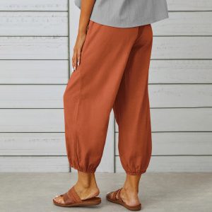 Drawstring Tie Cotton Trousers