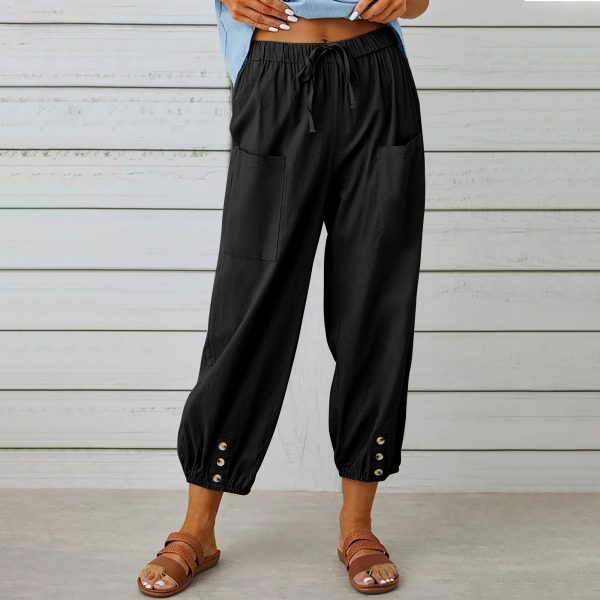 Drawstring Tie Cotton Trousers