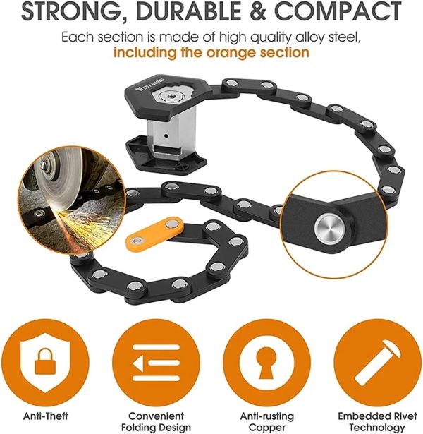 High Security Hamburg Foldable Bike Chain Lock