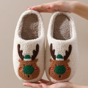 Elk-Themed Christmas Bedroom Slipper