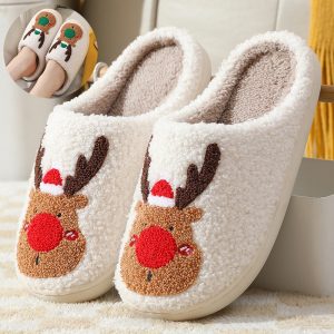 Elk-Themed Christmas Bedroom Slipper