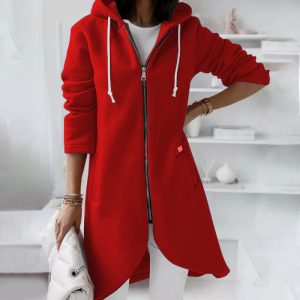 Hooded Long Sleeve Zipper With Pocket