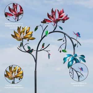 70 Beautiful Summer Multi Colored Flowers Wind Spinner