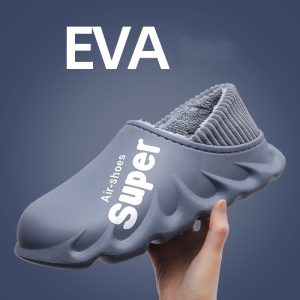 Home Slippers Eva Waterproof Warm Plush Indoor Shoes Couple Slippers