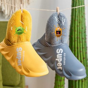 Home Slippers Eva Waterproof Warm Plush Indoor Shoes Couple Slippers