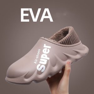 Home Slippers Eva Waterproof Warm Plush Indoor Shoes Couple Slippers