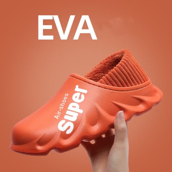 Home Slippers Eva Waterproof Warm Plush Indoor Shoes Couple Slippers