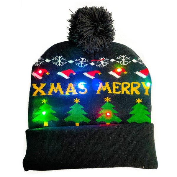 Led Christmas Hat Sweater Knitted Beanie Christmas Light Up Knitted Hat