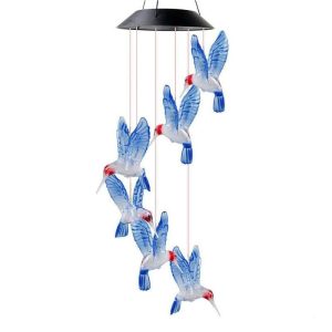 Led Solar Wind Chime Light Hummingbird Color Changing Wind Chime Light