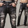 Men Vintage Distressed Denim Jeans Trousers Pants