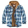 Men'S Casual Check Long Sleeve Hooded Jacket