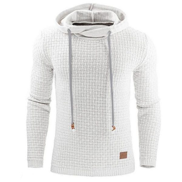 Men'S Jacquard Sweater Long-Sleeved Hoodie Warm Color Hooded Sweatshirt Jacket