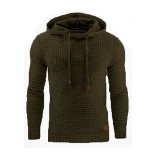 Men'S Jacquard Sweater Long-Sleeved Hoodie Warm Color Hooded Sweatshirt Jacket