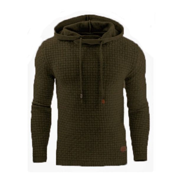 Men'S Jacquard Sweater Long-Sleeved Hoodie Warm Color Hooded Sweatshirt Jacket