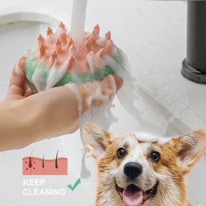 2 In 1 Pet Cat Dog Cleaning Bathing Massage Shampoo Soap Dispensing Grooming Brush