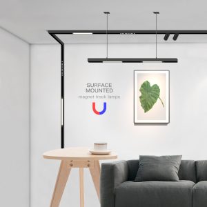 Wall-Mounted Black Continuous Magnetic Track System Light