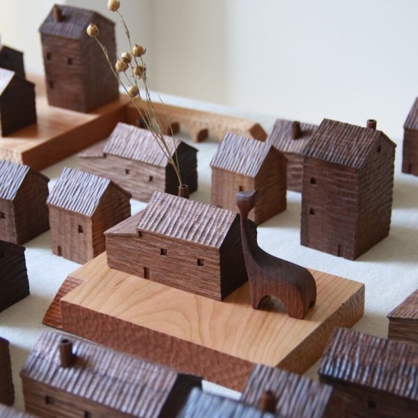 Walnut Miniature Wood House Decor