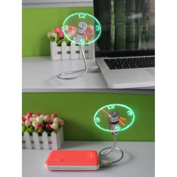 Usb Fan Time And Temperature Display Clock