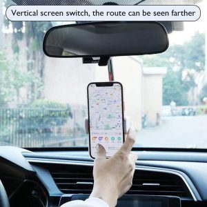 360 Rotatable Rear-View Mirror Phone Holder