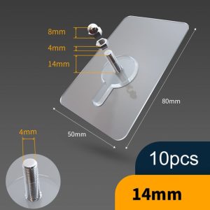 10Pcs Heavy Duty Punch- Transparent Sticky Hanger