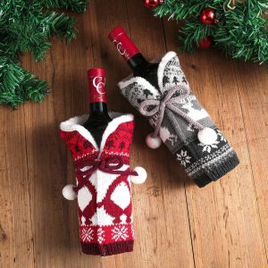 Knitted Christmas Bottle Cover