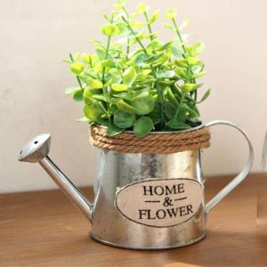 Vintage Mini Kettle Flowers Iron Bucket Vase