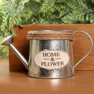 Vintage Mini Kettle Flowers Iron Bucket Vase