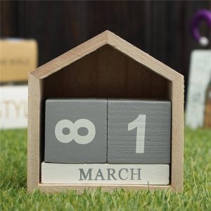 Wood Block Calendar Home Decoration