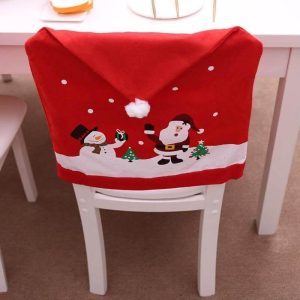 Santa Claus Christmas Chairs Cover Cap