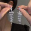 Sparkling Zircon Christmas Tree Drop Earrings For Women Trendy Xmas Tree Plant