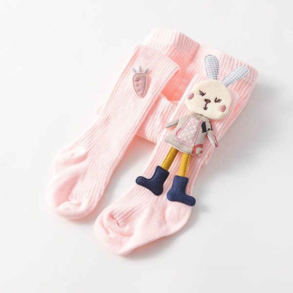 Spring Autumn Kids Knitted Children Pantyhose Cotton Double Needle Tights For Girls Cute Animal