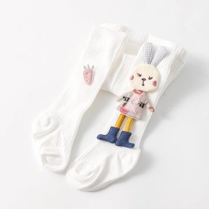 Spring Autumn Kids Knitted Children Pantyhose Cotton Double Needle Tights For Girls Cute Animal