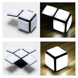 Square Night Light Led Folding Lighting Small Table Lamp Usb Rechargeable Four-Leaf Flip Energy-Saving