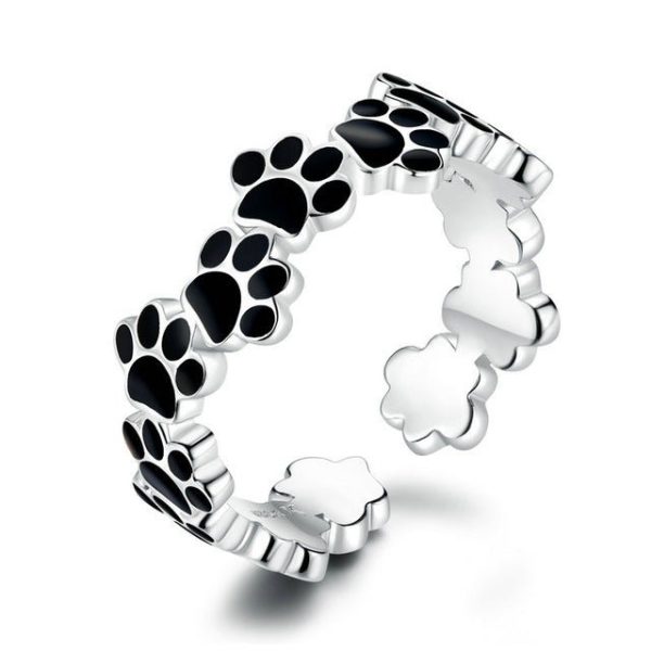 Sterling Silver Cute Pet Paw Print Ring Bracelet Earring