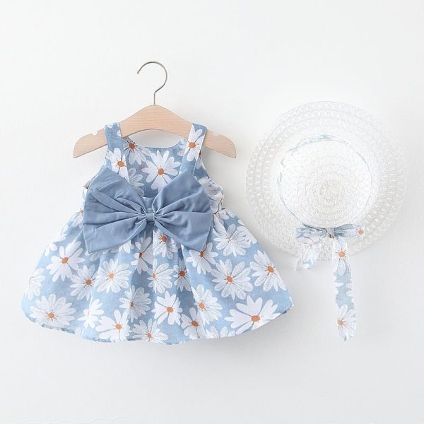 Summer Baby Vest Skirt Princess Dress With Big Bow Flower Skirt